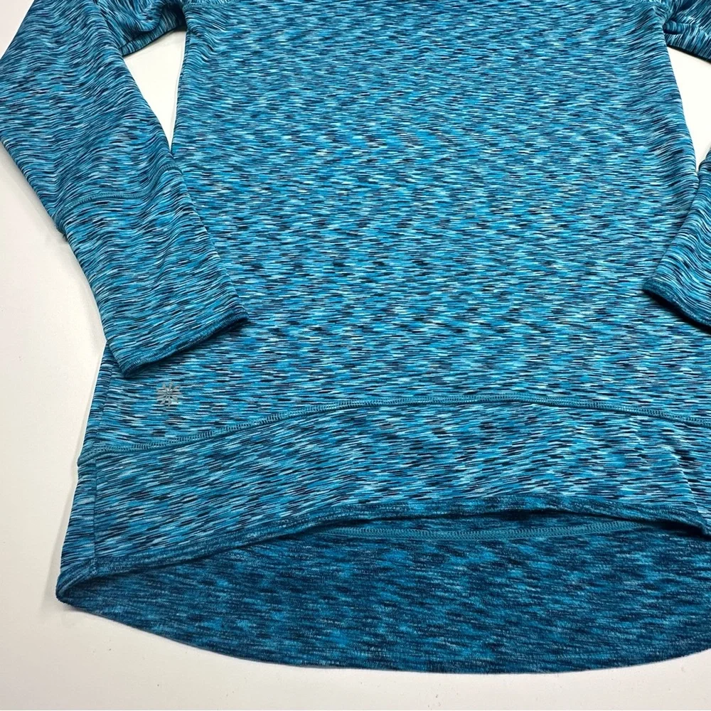 Athleta Teal Space Dye Cowl Neck Performance Fleece Lined Long Sleeve Top Small